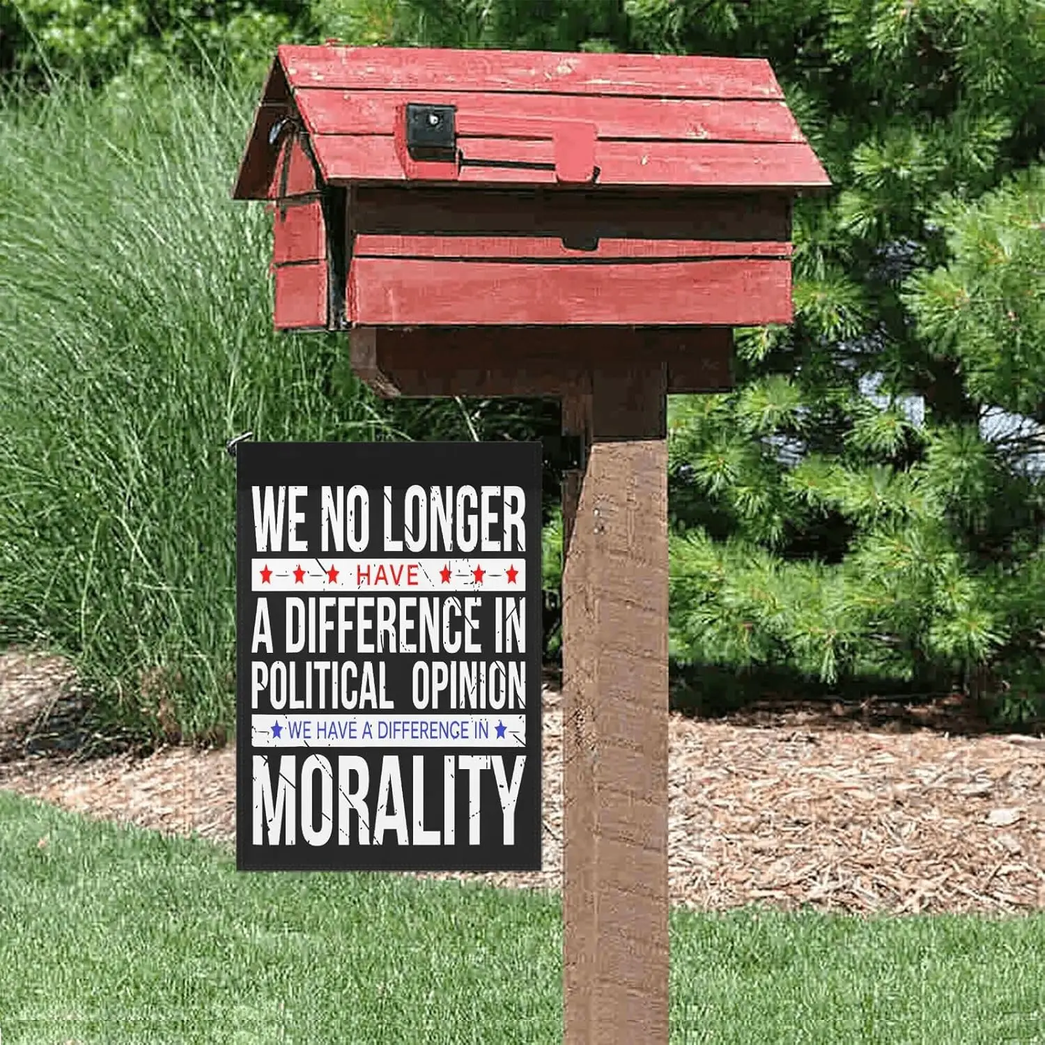 We No Longer Have A Difference In Political Opinion Morality Yard Flags One Size Double Sided Inspirational Yard Flag For Ya ZZJ