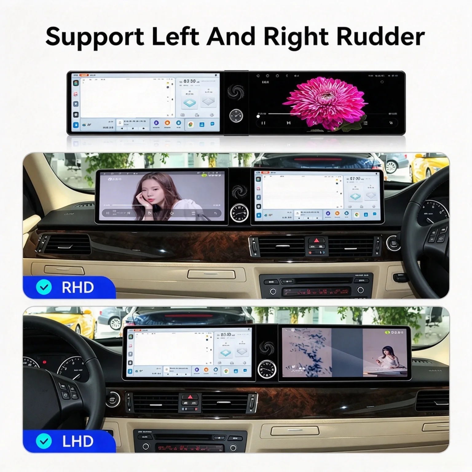 Dual Screen Android14 ID9 Car Radio Carplay Screen For BMW 3 Series E90 E91 E92 E93 Multimedia Player GPS Navigation Head Unit