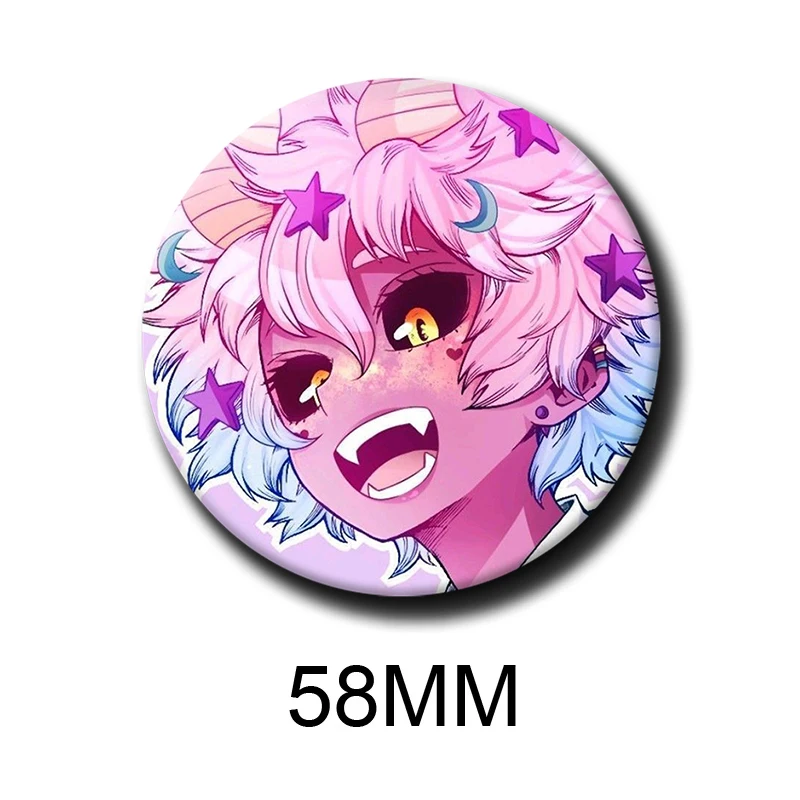 58mm Cartoon Character Mina Ashido Soft Button Pin Hero Anime Brooch Creative Badge for Backpack Clothes Decoration Gift