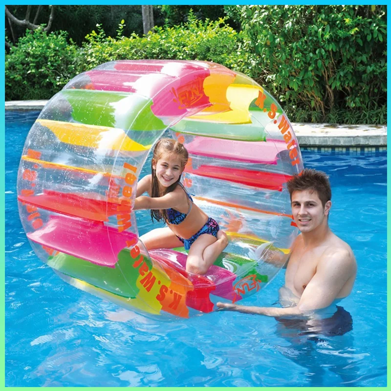 PVC Sommer Kinder Bunte Riesige Wasser Aufblasbare Float Rad Roller Float Roll Ball Schwimmbad Gras Strand Sport Spiele Spielzeug