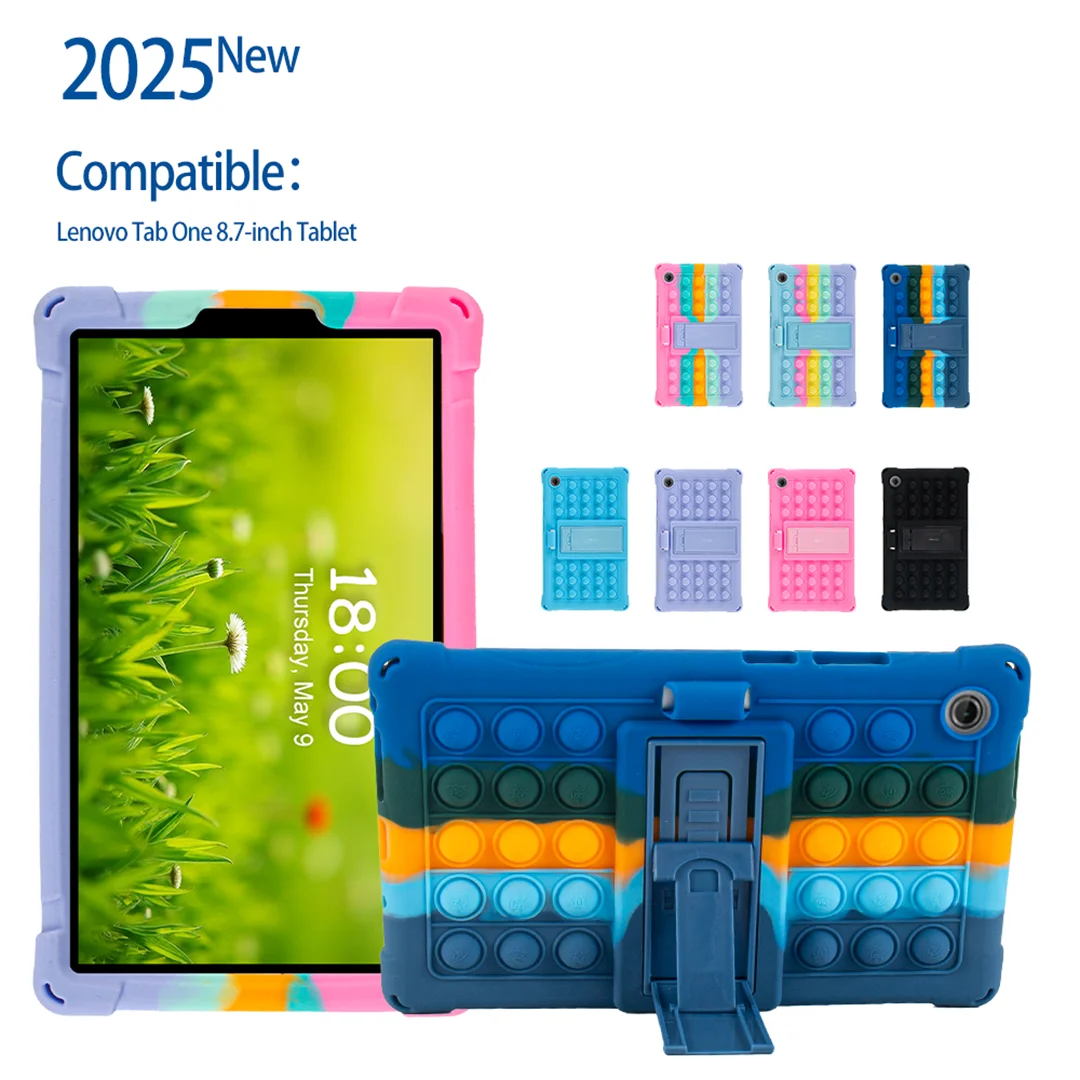 

Lightweight Pop It Decompression Case for Lenovo Tab One 8.7 inch 2026 New Silicone Shockproof Hidden Bracket Precise Hole
