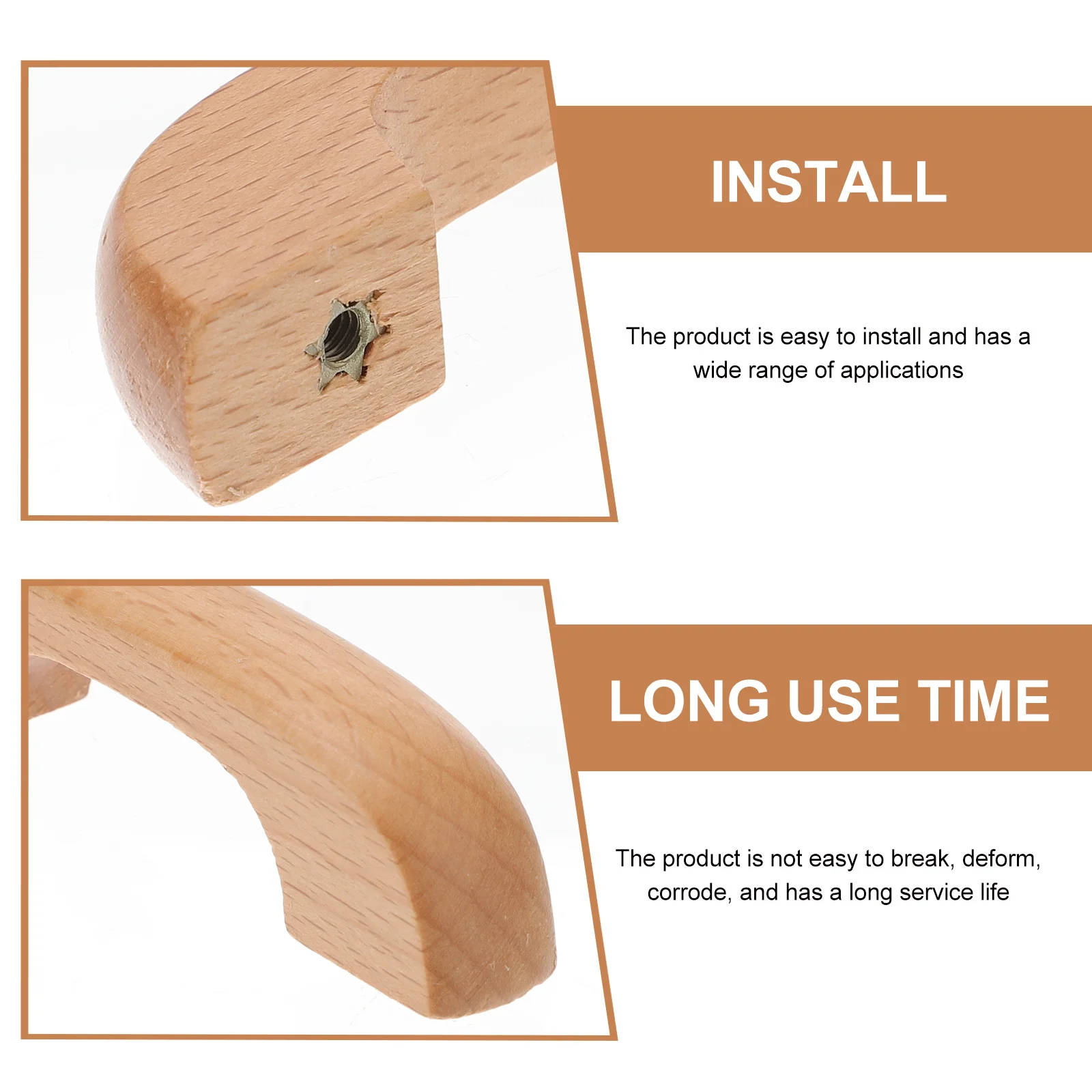 

4Pcs Cabinet Door Pulls Solid Wood Drawer Handles Natural Beech Furniture Hardware Smooth Finish for Kitchen Wardrobe Closet