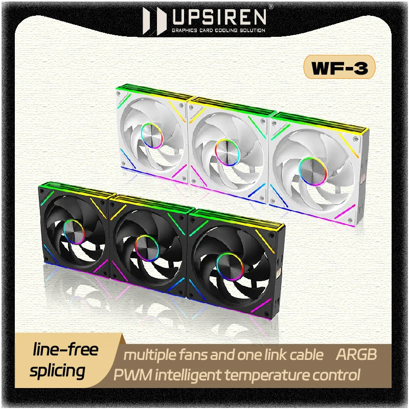 

UPSIREN WF-3 12 см Корпус без проводов Вентилятор ARGB Синхронизация света 4PIN ШИМ Текстура центральной оси CD Объем воздуха 65.5CFM