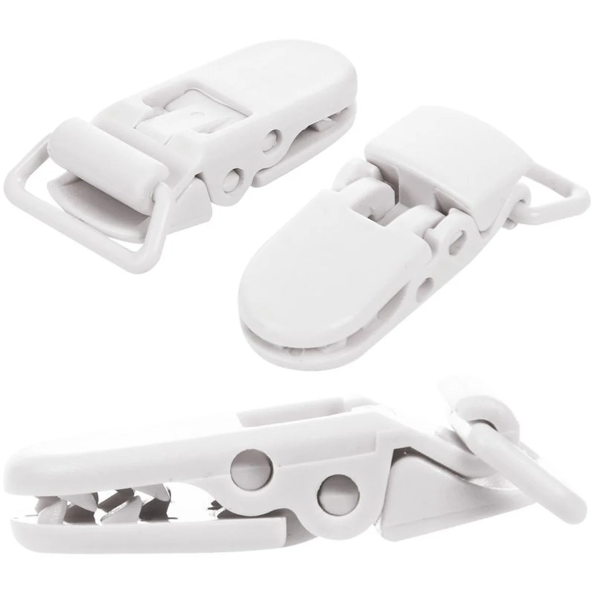【BABY】40 Uds. Clips de plástico para chupete en forma de T para bebés y niños, soporte para insignia estilo chupete, color blanco