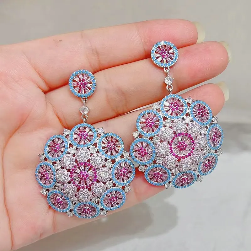 Bilincolor Blue Flower Luxury Earring for Women