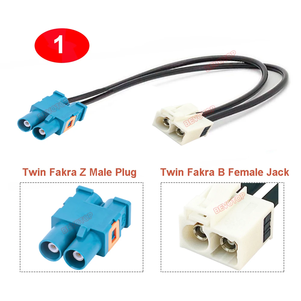 1PCS Twin Fakra Z Male Plug to Twin Fakra B Female Straight/ Right Angle Jack RF Coax Cable Antenna Extension Jumper Pigtail