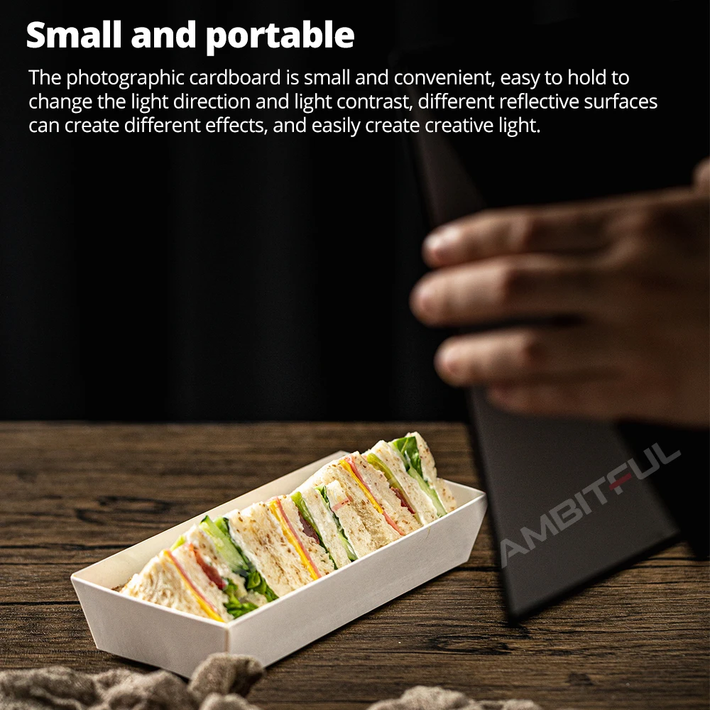 AMBITFUL 21 سنتيمتر * 29 سنتيمتر 29 سنتيمتر * 42 سنتيمتر عاكس أسود فضي أبيض الذهب ورق خلفية سميكة للطي مجلس للاستوديو اطلاق النار الدعائم