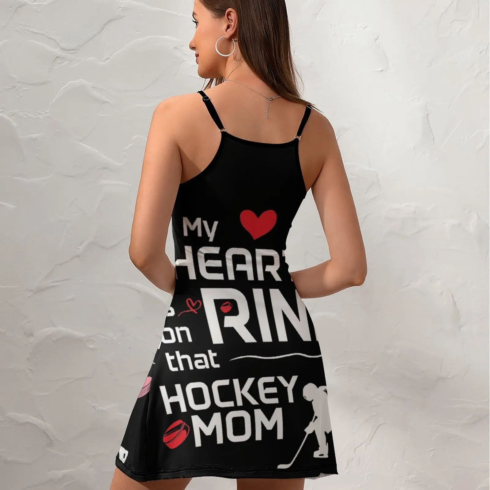 Sexy My Heart Is On That Rink Hockey Mom Hockey  Women's Sling Dress Funny Geek  Clubs Woman's Clothing Dresses Hot Sale