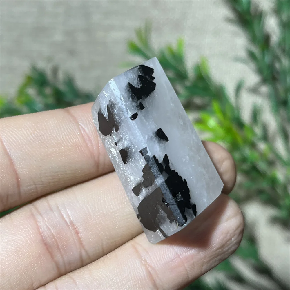Crystal Natural  Black Clear Quartz Hair Free Form Palm Baby Healing Minerals Reiki Wicca Geode Garden Room Decoration image 4