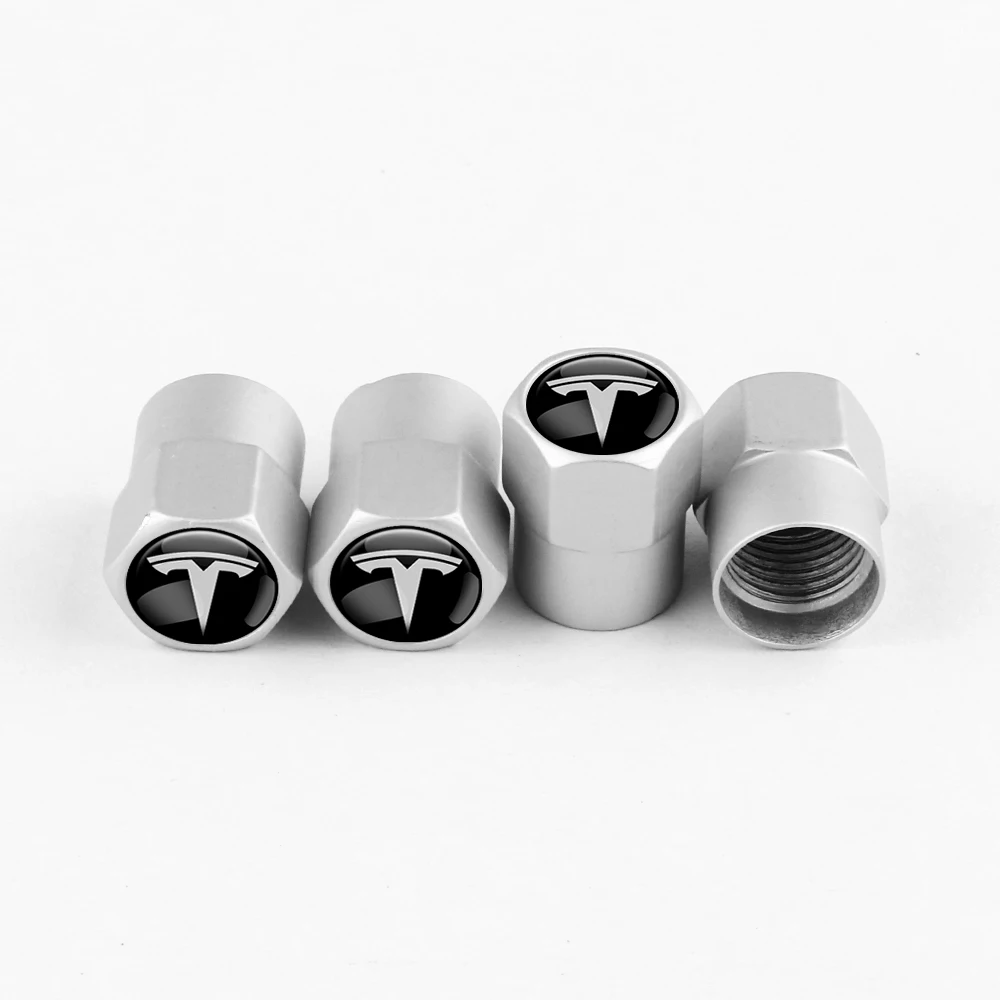 4Pcs Car Wheel Tire Valve Caps Cover Car Wheel Tire Stem Air Valve Caps for Tesla Model 3 Model S Model X