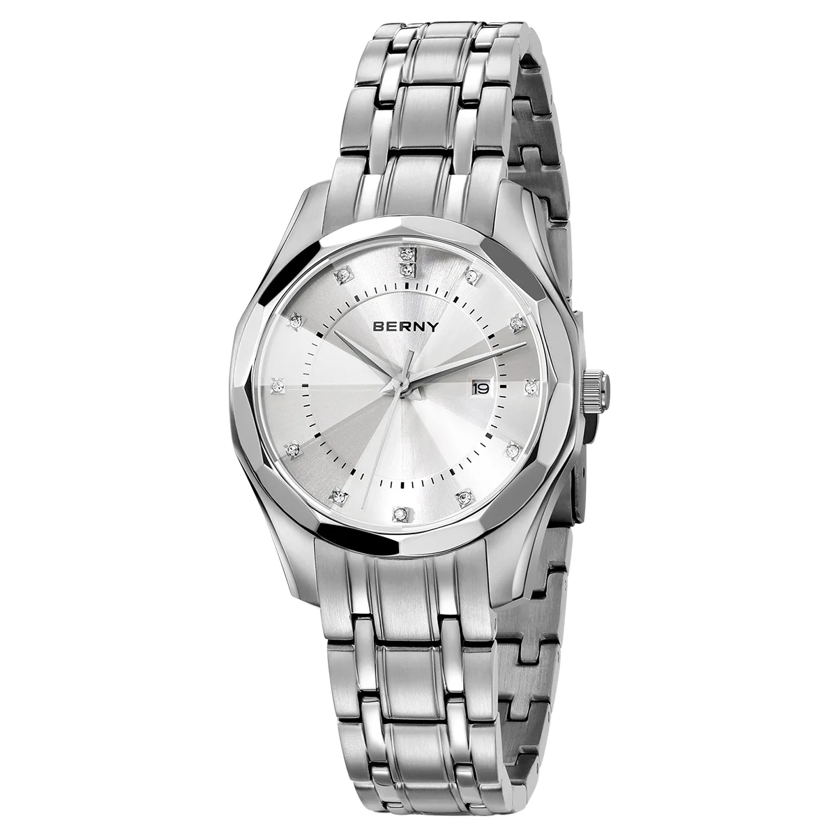 BERNY-Montre-Bracelet à Quartz en Acier Inoxydable pour Homme et Femme, Horloge Dorée Étanche, Mode