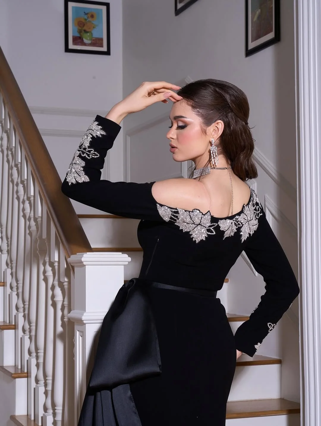 Arabin Nacht Elegante Abendkleider Schwarz Simpy Prom Kleider Bodenlangen Satin Party Kleider Angepasst Vestidos de noche Saudi