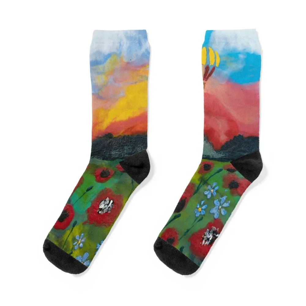 Awakening to a Field of Joy Socks Toe sports floor Socks For Men Women's