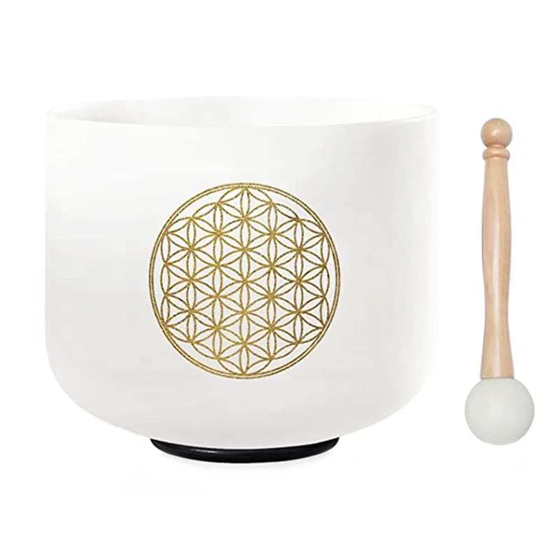 528HZ 8 Inch Flower Of Life Crystal Singing Bowl Meditation Sound Bath Sound Healing Chakra Singing Bowl