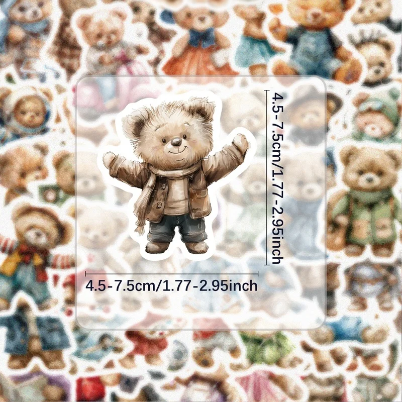 55 Retro Uroczych Naklejek Graffiti z Misiami, Żywe Naklejki, Różne Style Bez Powtórzeń, Odpowiednie na Butelki z Wodą, Laptopy, Walizki, Deskorolki, Gitary, Dekoracje na Imprezy