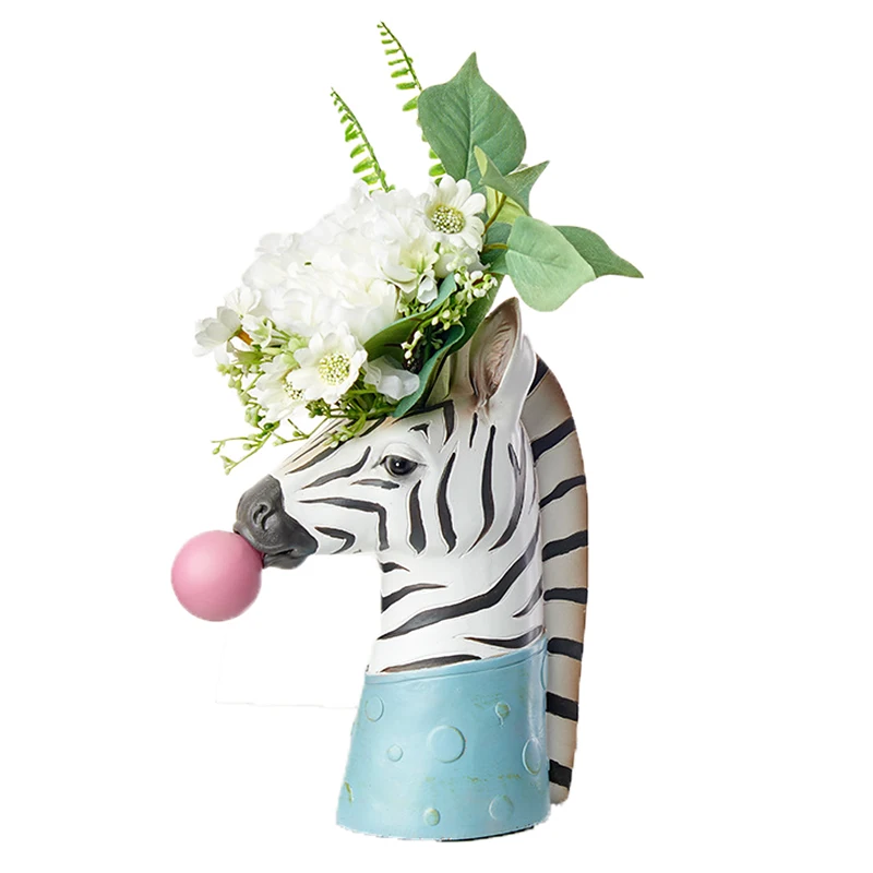 

Vase For Flowers Resin Vases Home Decor Modern Living Room Decoration Table Desktop Panda Giraffe Zebra Flower Vase Ornaments