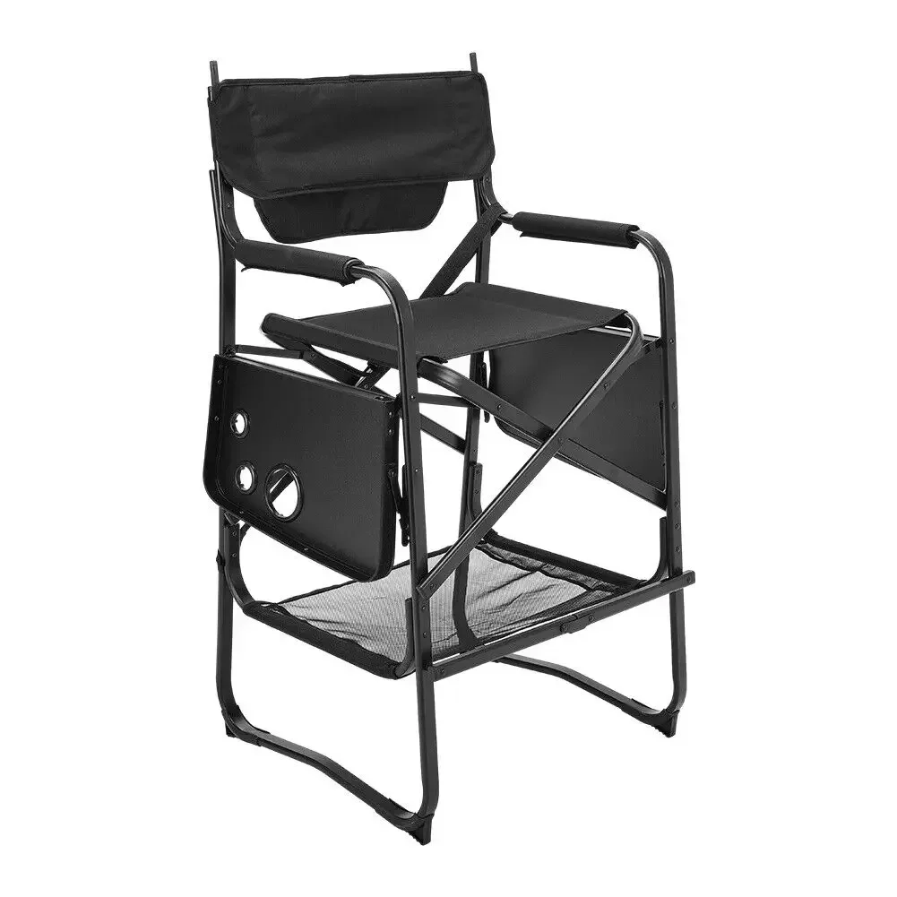 Factory Direct Compatible withTall Directors Chair Heavy Duty Bar Height Folding Makeup Chair Padded Seat with Side Table Foot R