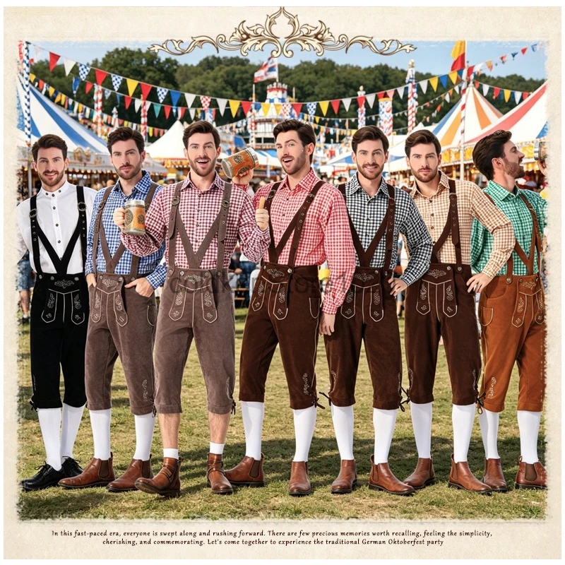 

Oktoberfest Costume for Men Halloween Party Costume Carnival Outfit German Bavarian Beer Festival Suspenders Pants Shirts Suit