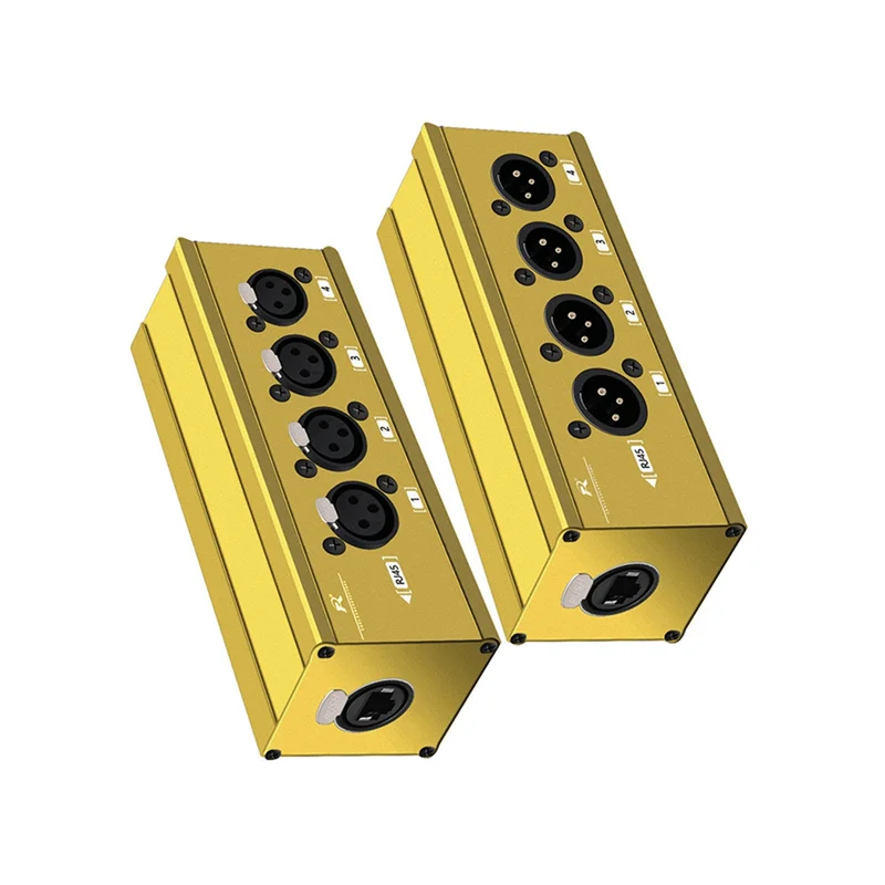 AT41 4 Saluran Multi Jaringan 3Pin XLR Ke Ethercon RJ45 Cat5 Ethernet Extender untuk Studio Rekaman Audio Panggung Langsung