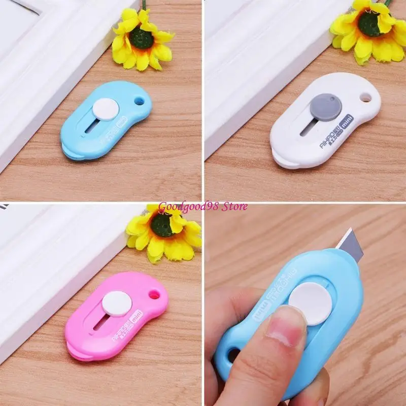 Mini cuchillo bolsillo retráctil, cortador caja, abrecartas para oficina