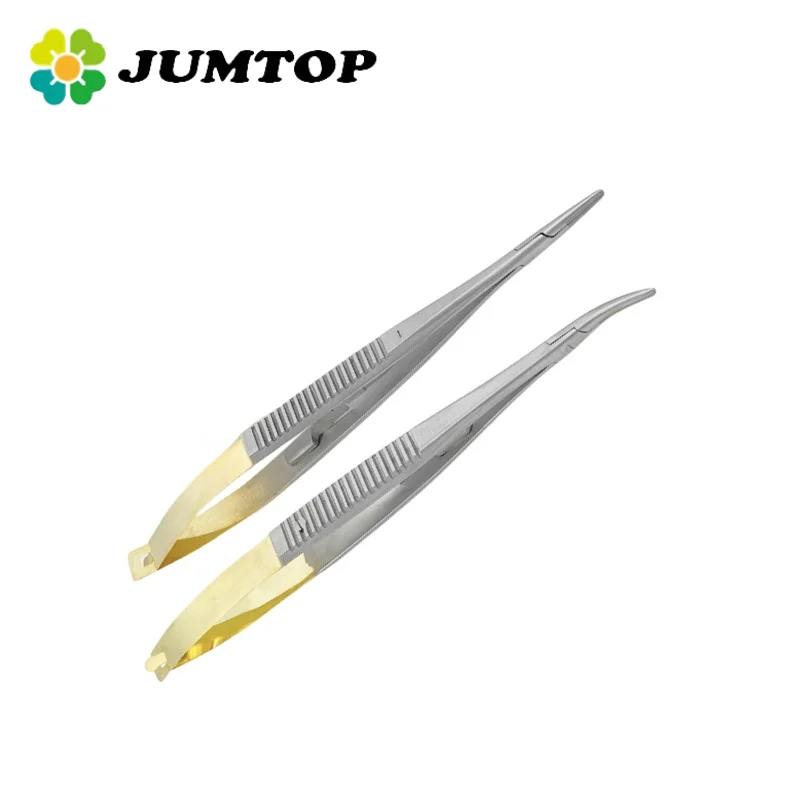 

JUMTOP Dental Straight/Curved Castroviejo Needle Holders with Lock Needle Holders Forceps Tweezers Dentist Pliers Dentistry Tool