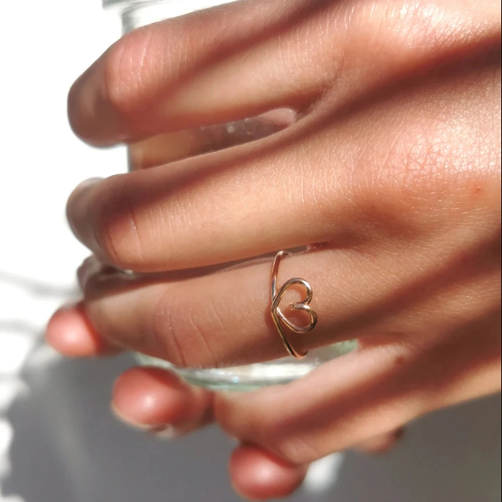 

Rings Gold Women's Ring Handmade Adjustable Rings Dainty Heart Body Jewelery Woman
