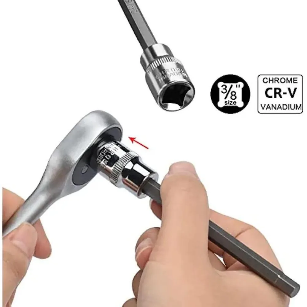 7 pçs hex soquete adaptador bit conjunto 3/8 extra longo impacto driver chave de soquete broca adaptador ferramentas