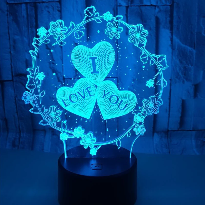 Creative Love balloon Colorful Table Lamp for Wife Girlsfriend Wreath 3D Night Light Led Bedroom Home Decoration Birthday Gift