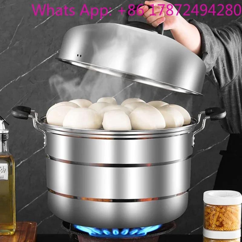extra large double layer steamer 50cm commercial soup pot three layer
