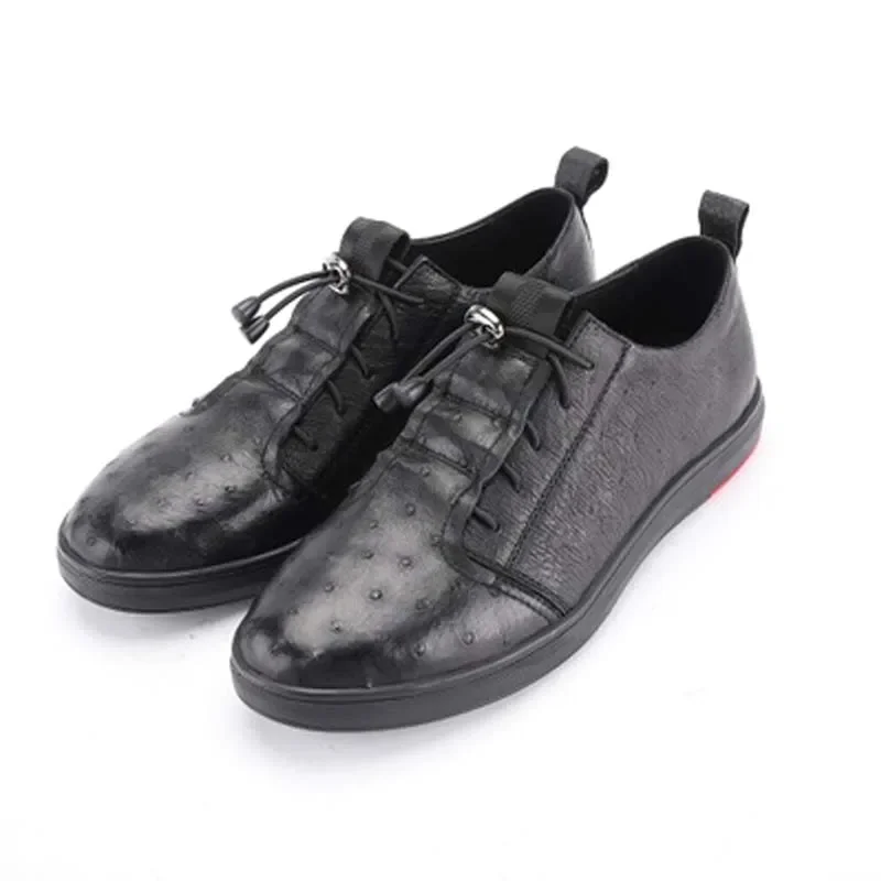 dae male ostrich leather shoes new tide male  casual soft rubber bottom Men