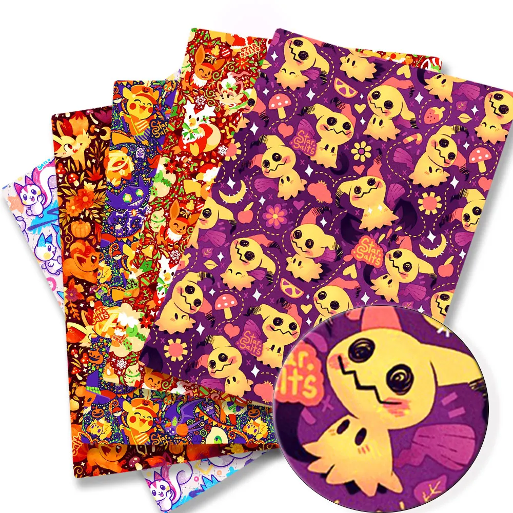 Pokemon Cartoon Fabric140*50cm Handmade Sewing Patchwork Quilting Baby Dress Home Sheet Printed Fabric Fabric Sewing Kids
