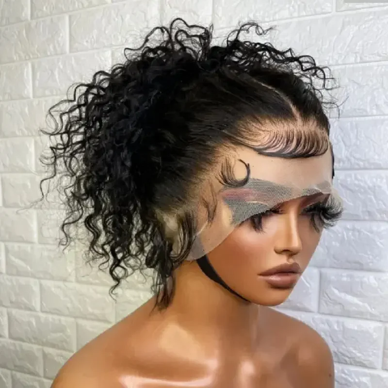 Natural Black 180Density 26Inch Long Deep Kinky Curly Soft Lace Front Wig For Women With Baby Hair Glueless Preplucked Daily