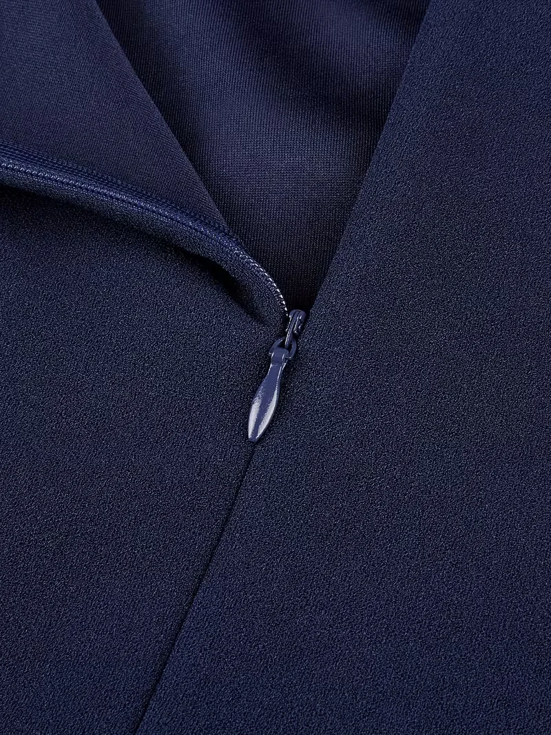 Damen Sexy Marineblauer Elastischer Eleganter Hochtaillierter Meerjungfrauen-Bodycon-Rock Sommer Arbeit Party Knielanger Bodycon-Rock – Detail 8