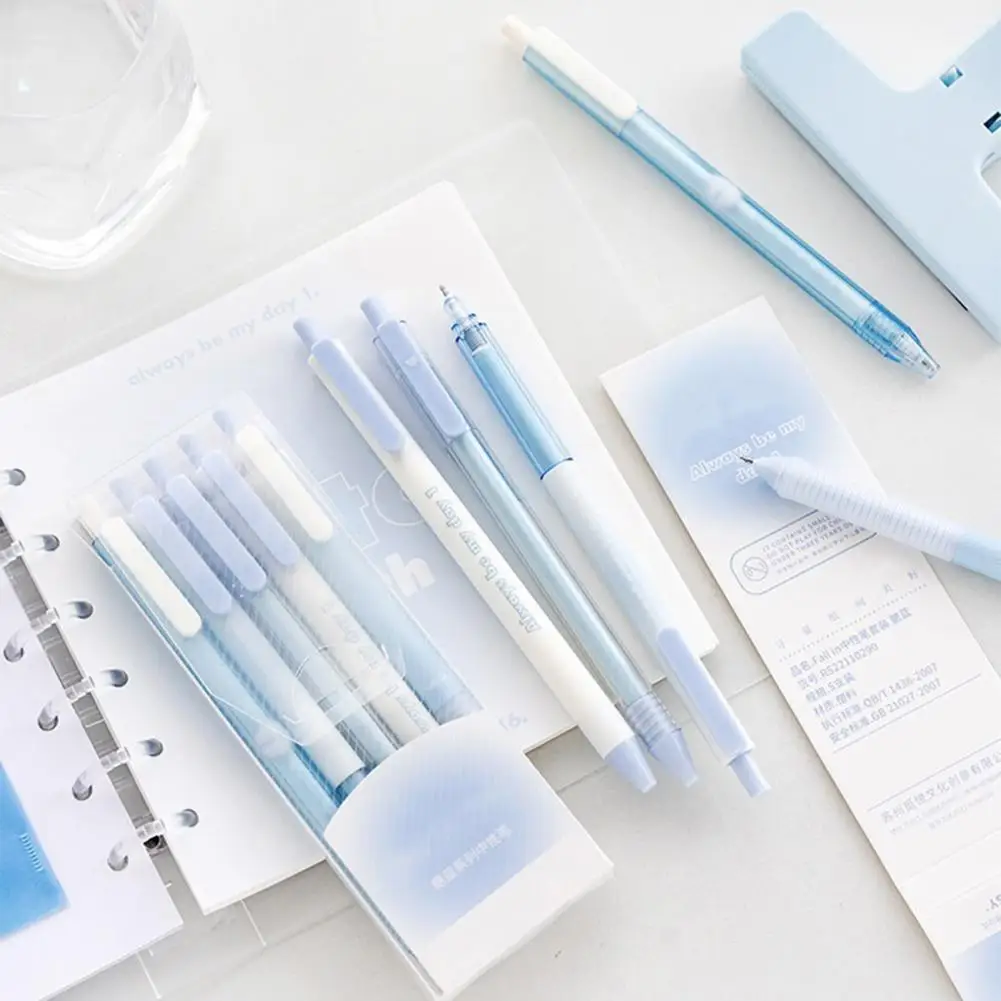 Bolígrafo de Gel desmontable con Clip, bolígrafo de escritura de plástico de secado rápido, surtido de papelería, Color degradado, 0,5mm, 5 unids/lote por caja