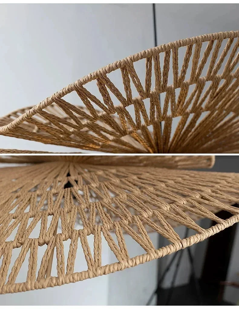 Nordic Retro LED Pendant Lights Rattan Hand-woven Lamp Restaurant Home Decor Bedroom Living Room Creative Dining Room Chandelier