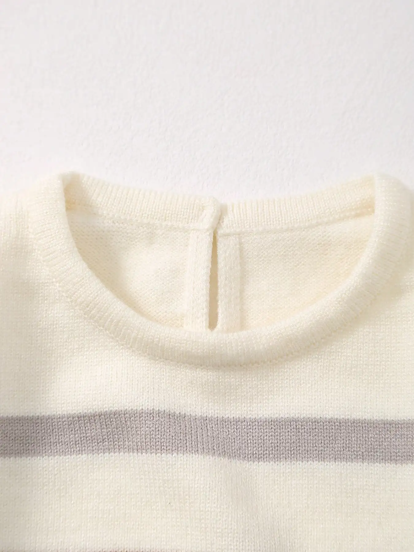 Baby Boy Knitted Summer Round Neck Stripesd Short-Sleeved Top + Butterfly Decorative Shorts