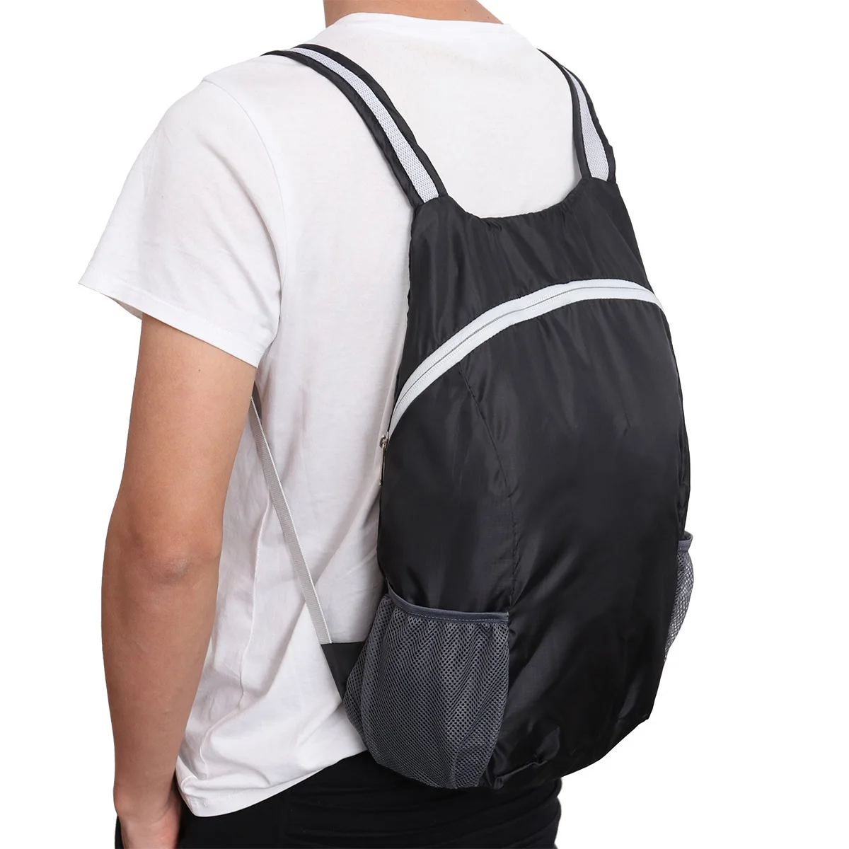 

18L Waterproof Foldable Backpack Lightweight Durable Nylon Portable Scratch-Resistant Outdoor Hiking Camping Travel Bag Black