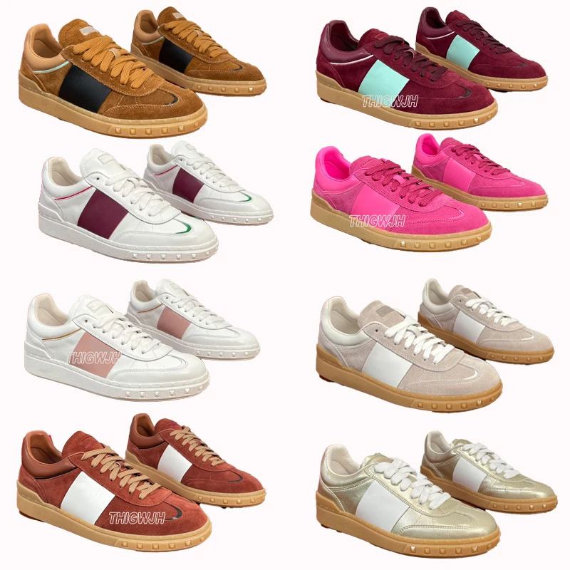 Designer luxury brand UPVILLAGE series calf leather sports shoes with suede and calf leather patchwork for vintage couple