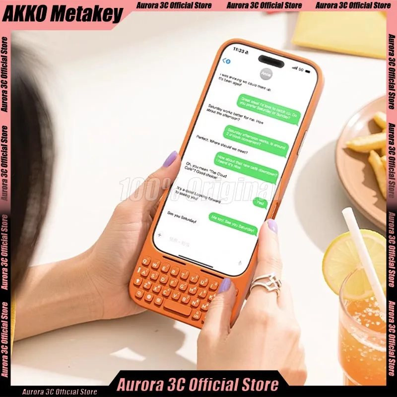 

Магнитный чехол для телефона Akko MetaKey с клавиатурой, 37 клавиш, мини-телефонная клавиатура, искусственная ТПУ, индивидуальная поддержка для iPhone 16 Pro Max 17 Pro Max