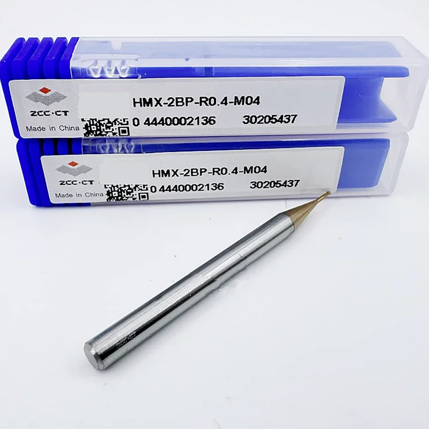 HMX-2BP-R0.4-M04 ZCC.CT HMX-2BP Two edge straight shank long neck short edge ball end mill 2 Flutes Ball Nose End Mill End Mills