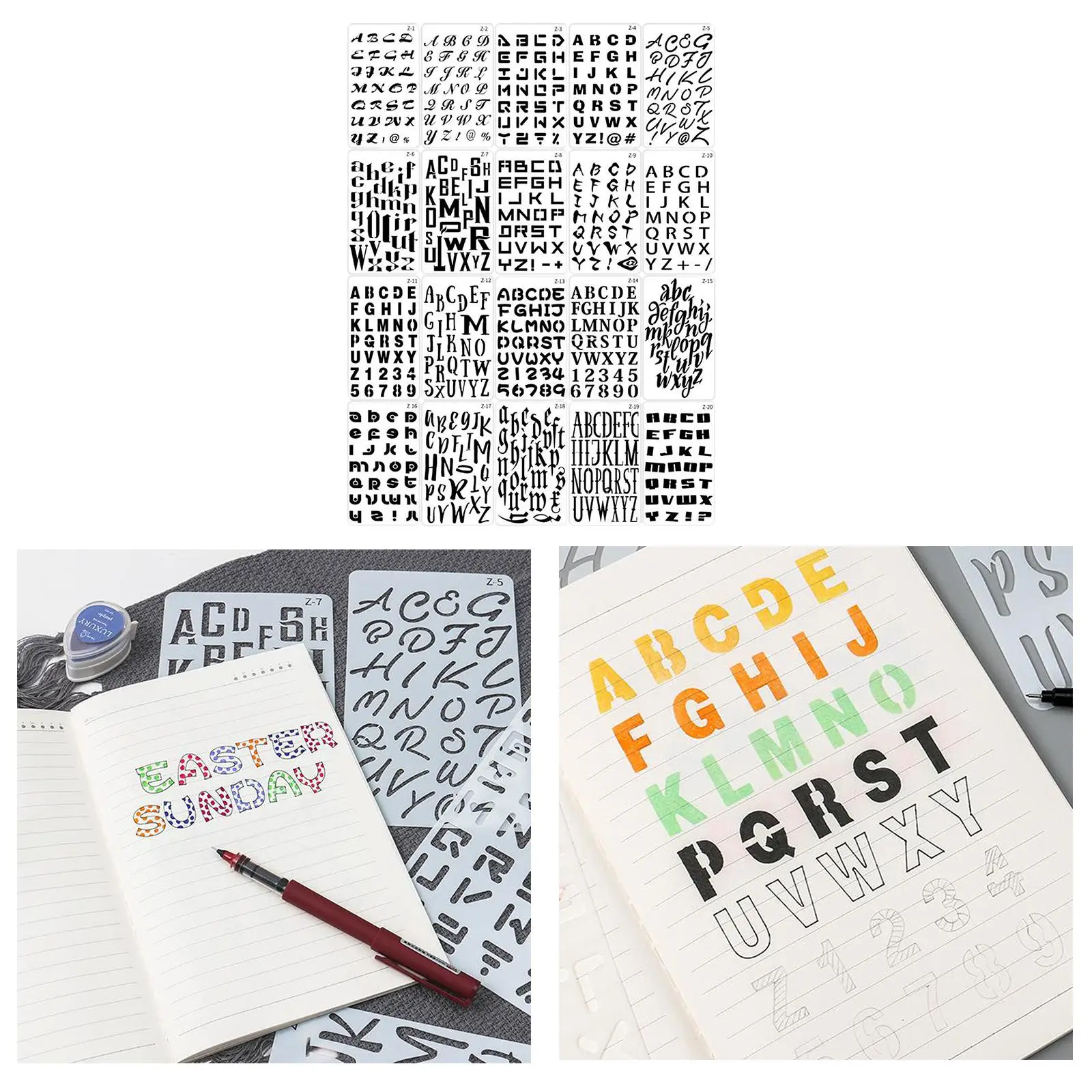 20pcs Letters Pieces al Stencil Planner Drawing Template DIY