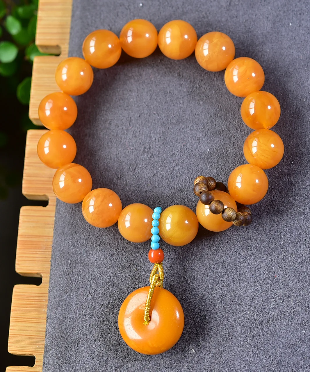 Natural Yellow Amber Gemstone Round Beads Bracelet Round Pendant 13MM Women Men Healing Stretch Amber Jewelry AAAAAA