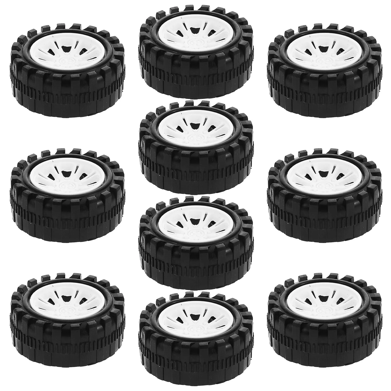 

10Pcs Car Wheels Tires Replacement Sleek Color Tread Grain Rc Vehicle Accessories DIY Assemble Craft Car Wheels