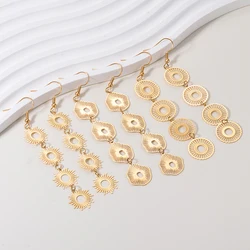 Bohemian Sunflower Drop Earrings Women Stainless Steel Gold Color Earrings Fashion Elegant Jewelry Gift For Women