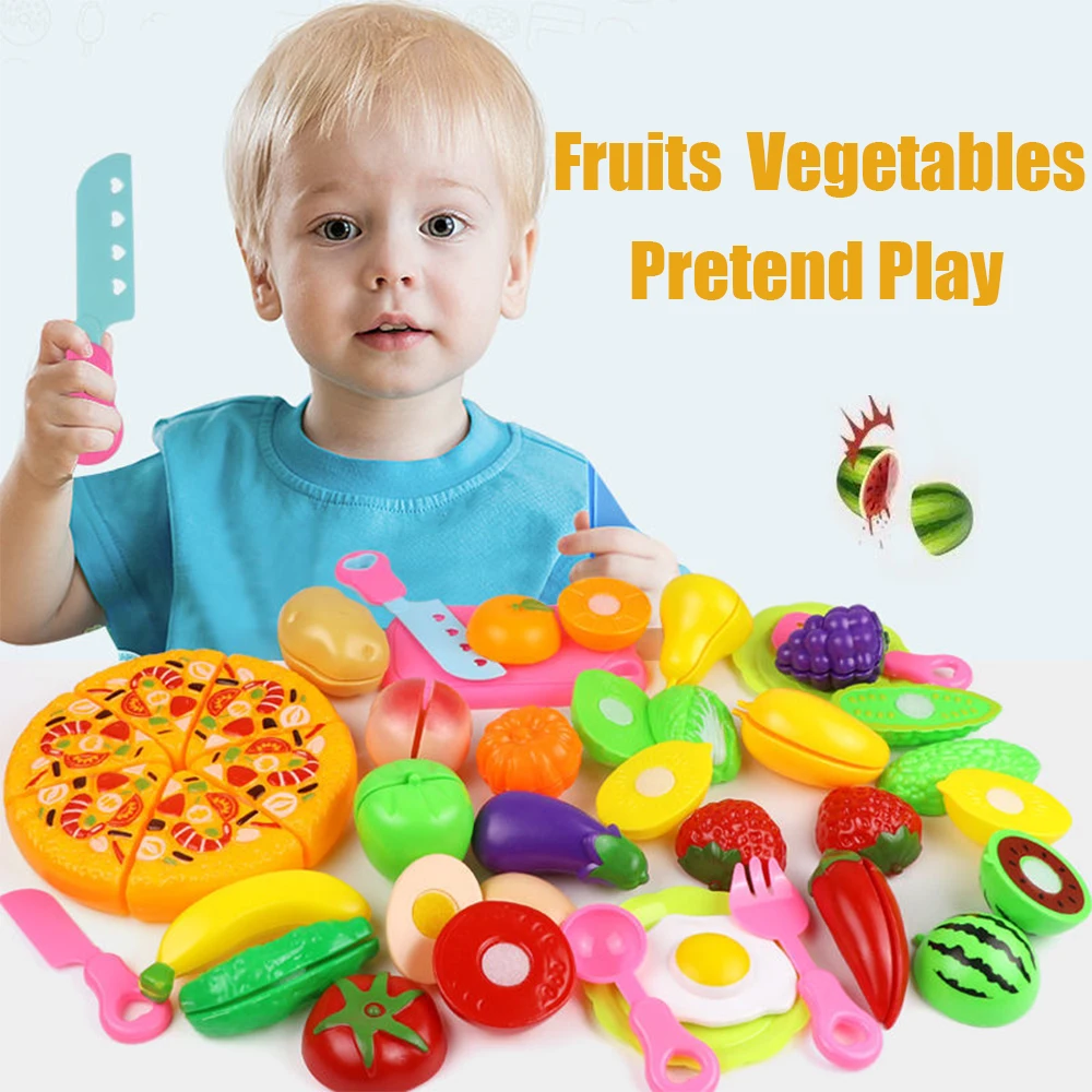 

Cut Fruit Vegetable Pizza Food Play House Simulation Toys Pretend Play Educational Toy Plastic Kitchen Toy Set Kids Toys Gifts