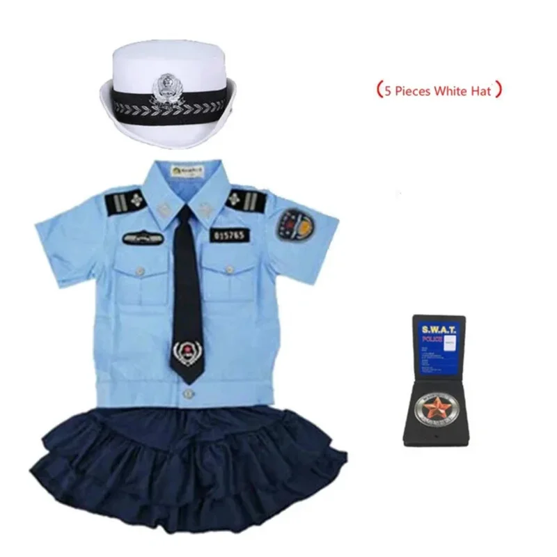 New Kids Child Cop Police Officer Uniform Halloween Police Costume Boys Girls Policeman Cosplay Police Suit With Handcuffs