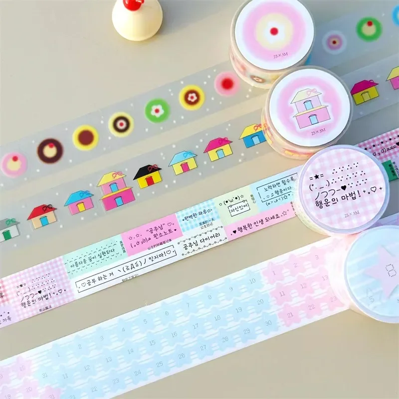 Kpop Ins Style Stickers Stars numbers houses flowers Washi Tape Scrapbooking DIY Journal Stationery Masking Adhesive Tape Gift