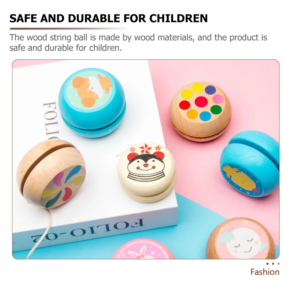 

Wooden Yo-Yo Balls Kids String Ball Smooth Safe For Children Exercise Hand-Eye Coordination Educational Plaything