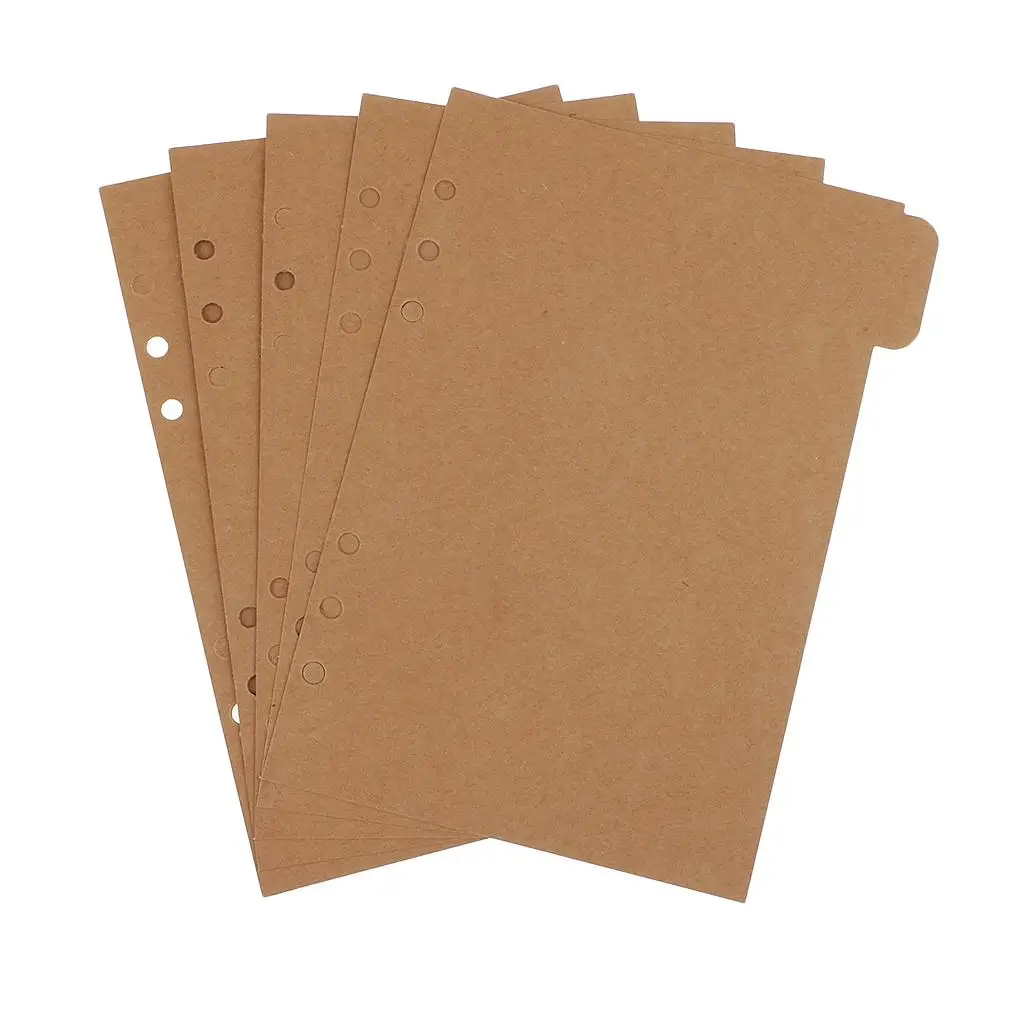 A5 Notebook Tabbed Paper Kraft Tabbed Inserts Planner Dividers for 6 Ring Binder Diary and Scrapbooking