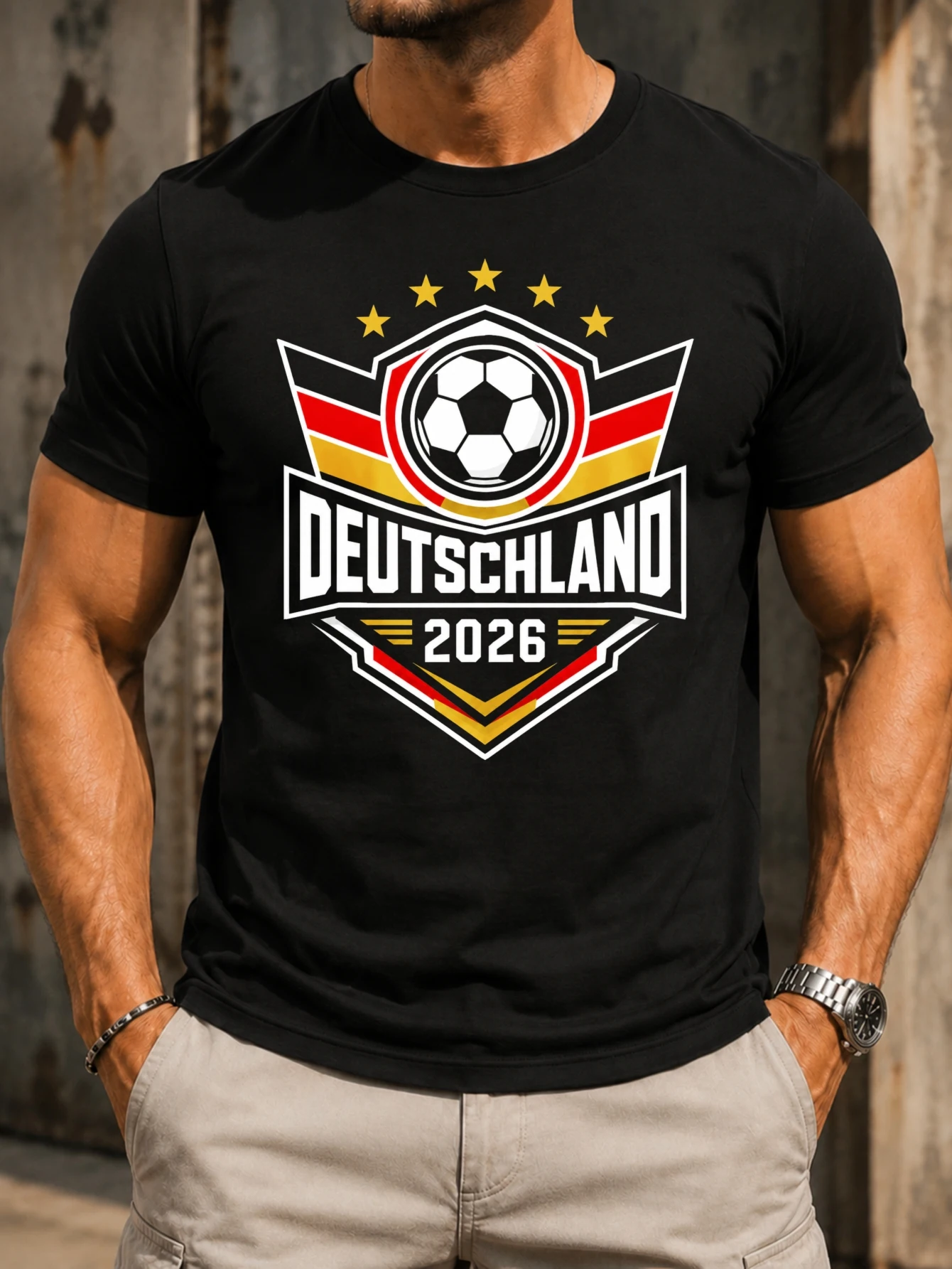 Deutschland 2026 clean soccer  five stars German Fl-ag bands and bold national tournat lettering  Unisex All T-Shirt